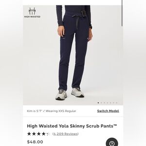 High waisted Yola skinny scrubs from Figs. Size XXS/P in Navy.